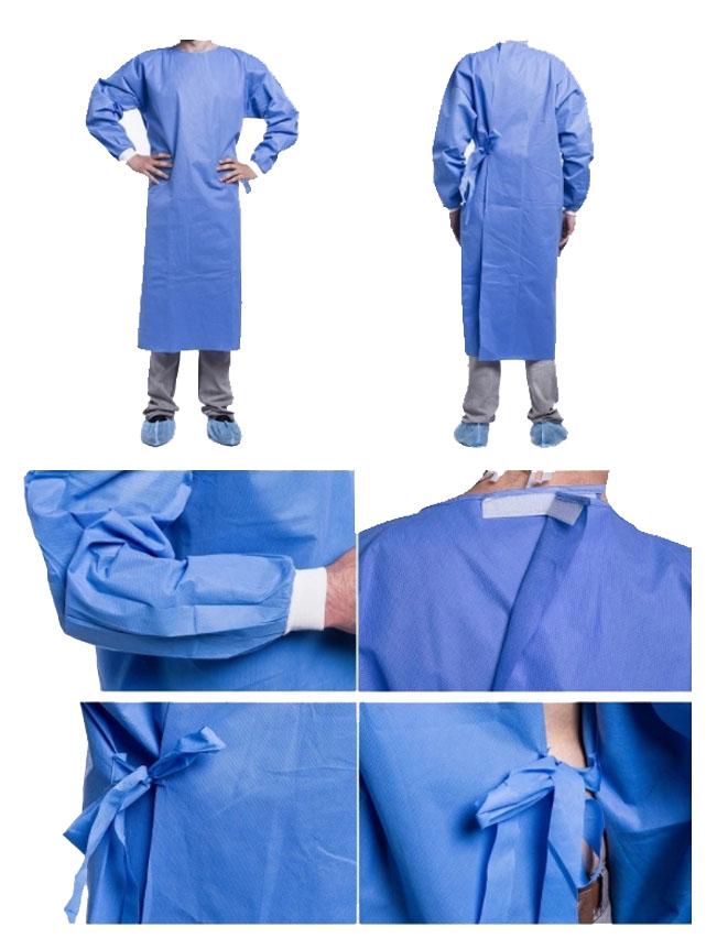 Impervious Disposable Surgical Gown Sms Protective Clothing Knitted