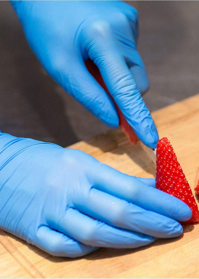 Powder Free Disposable Blue Nitrile Gloves Food Grade Elastic