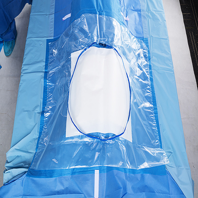 Blue Reinforced Disposable Surgical Drapes With Adhesive Incise Area