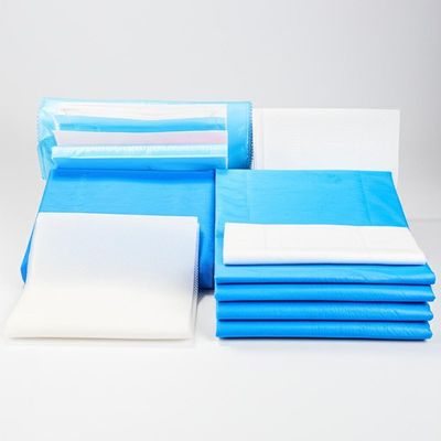 Disposable Surgical Packs with High Absorbency Materials Reinforced at Critical Zones in Blue or Green