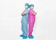 Medical 42g Blue SMS Nonwoven Disposable Scrub Suit