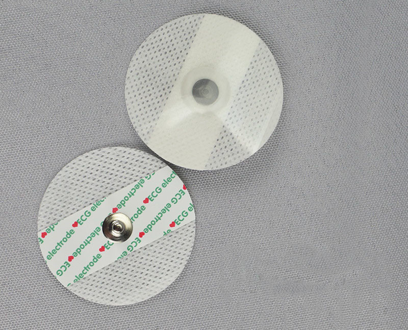 Disposable Round Ecg Electrodes Lead Wire AgCI Sensor White Foam Nonwoven Pad