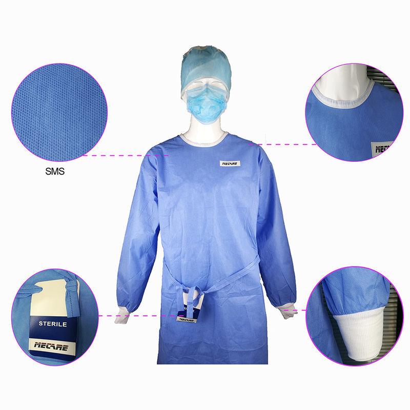 Impervious Disposable Surgical Gown Sms Protective Clothing Knitted Cuff Sleeve Standard