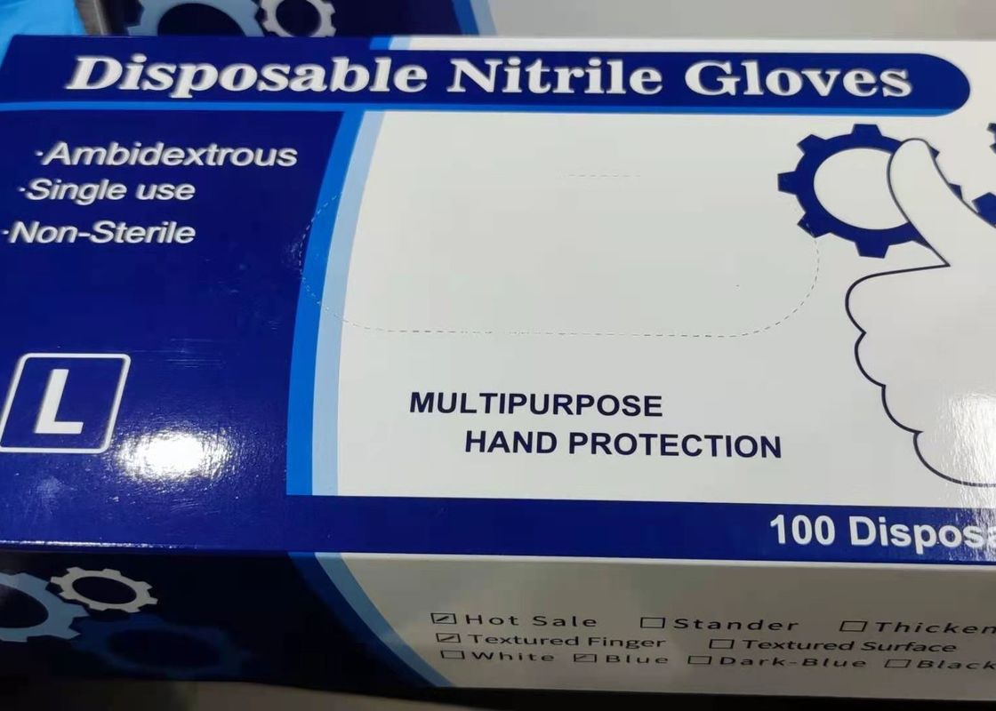 Anti Bacterial Anti Virus Dental Exam Gloves Disposable Blue Nitrile Gloves